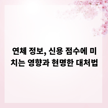 연체 정보, 신용 점수에 미치는 영향과 현명한 대처법
