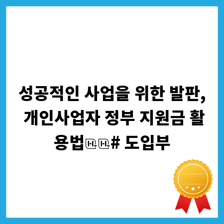 성공적인 사업을 위한 발판, 개인사업자 정부 지원금 활용법

# 도입부