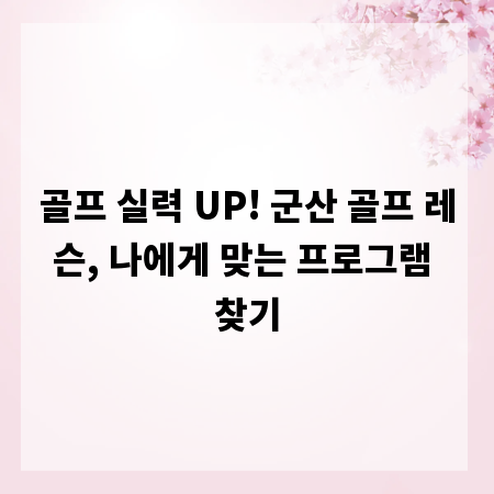 골프 실력 UP! 군산 골프 레슨, 나에게 맞는 프로그램 찾기