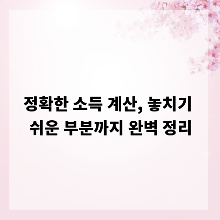 정확한 소득 계산, 놓치기 쉬운 부분까지 완벽 정리