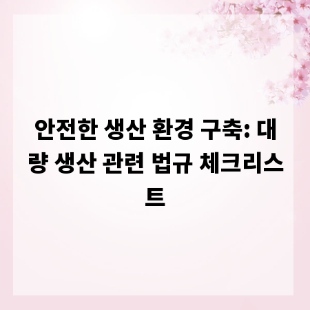 안전한 생산 환경 구축: 대량 생산 관련 법규 체크리스트