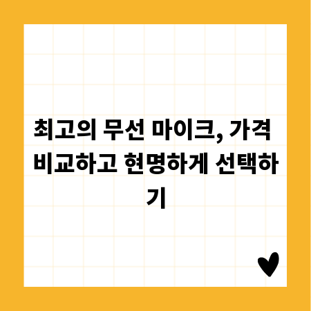 최고의 무선 마이크, 가격 비교하고 현명하게 선택하기