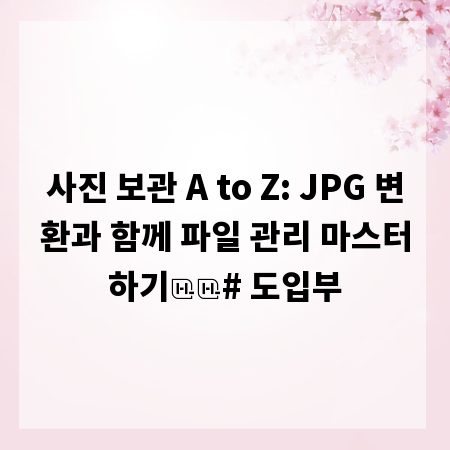 사진 보관 A to Z: JPG 변환과 함께 파일 관리 마스터하기

# 도입부