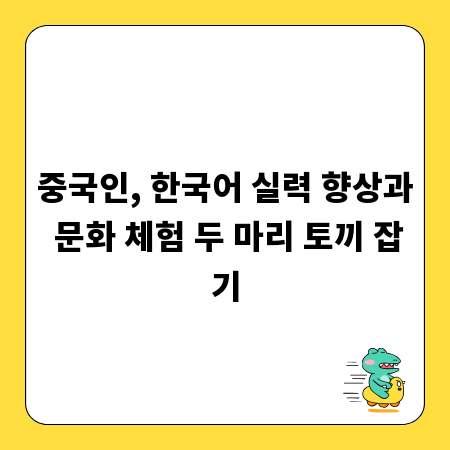 중국인, 한국어 실력 향상과 문화 체험 두 마리 토끼 잡기