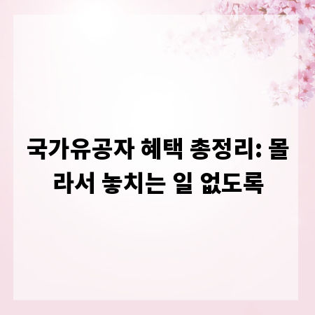 국가유공자 혜택 총정리: 몰라서 놓치는 일 없도록