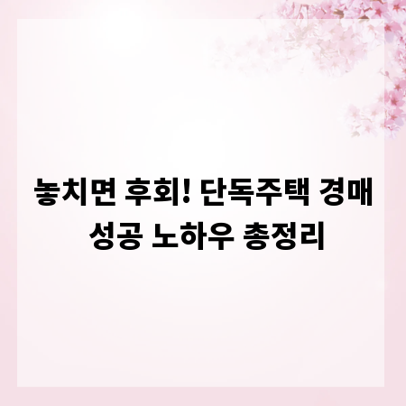 놓치면 후회! 단독주택 경매 성공 노하우 총정리