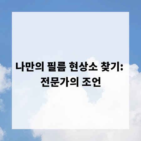 나만의 필름 현상소 찾기: 전문가의 조언