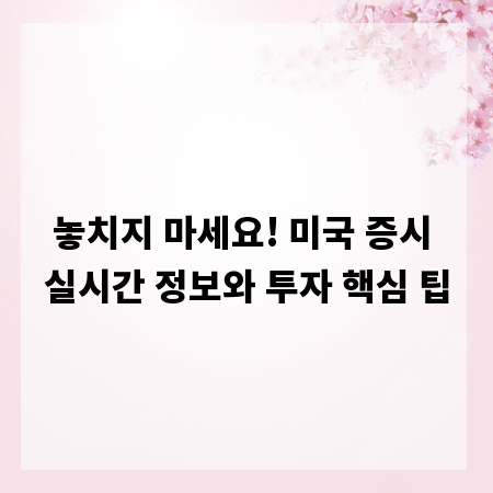 놓치지 마세요! 미국 증시 실시간 정보와 투자 핵심 팁