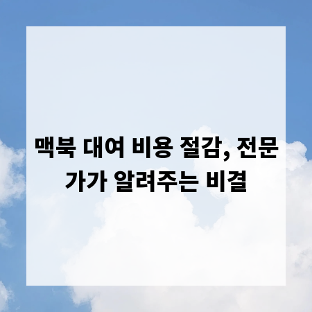 맥북 대여 비용 절감, 전문가가 알려주는 비결