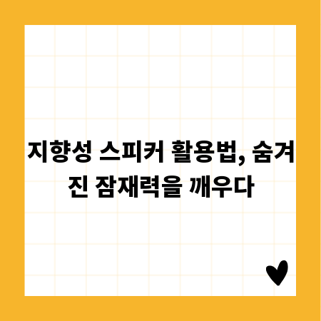 지향성 스피커 활용법, 숨겨진 잠재력을 깨우다