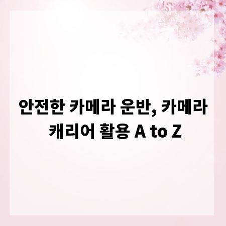 안전한 카메라 운반, 카메라 캐리어 활용 A to Z