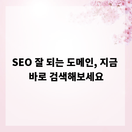 SEO 잘 되는 도메인, 지금 바로 검색해보세요