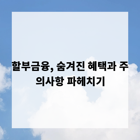 할부금융, 숨겨진 혜택과 주의사항 파헤치기