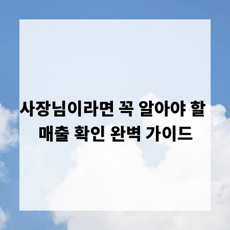 사장님이라면 꼭 알아야 할 매출 확인 완벽 가이드