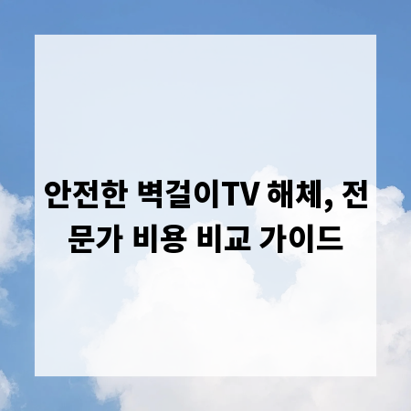 안전한 벽걸이TV 해체, 전문가 비용 비교 가이드