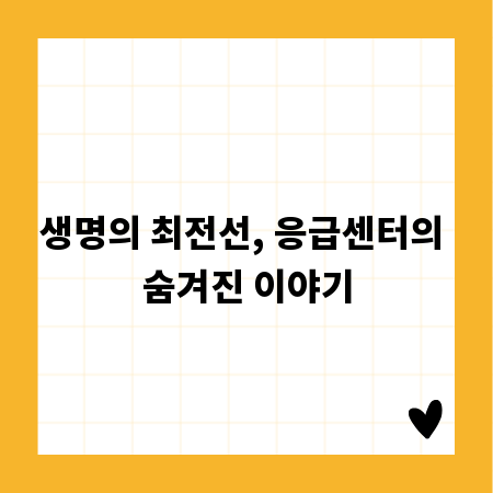 생명의 최전선, 응급센터의 숨겨진 이야기