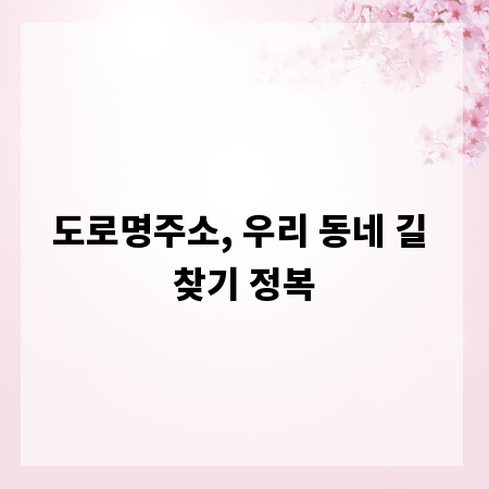 도로명주소, 우리 동네 길 찾기 정복