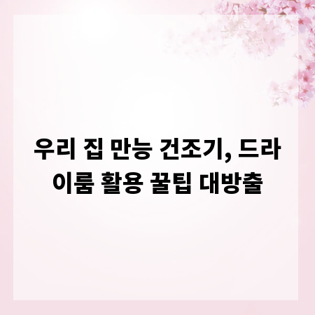 우리 집 만능 건조기, 드라이룸 활용 꿀팁 대방출