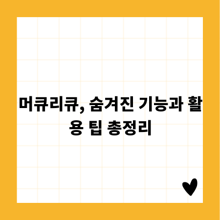 머큐리큐, 숨겨진 기능과 활용 팁 총정리