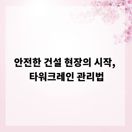 안전한 건설 현장의 시작, 타워크레인 관리법