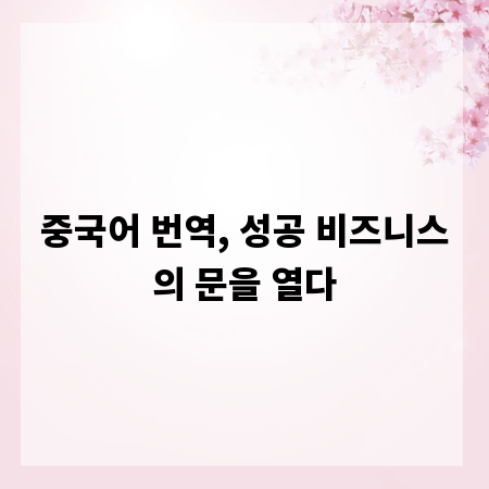 중국어 번역, 성공 비즈니스의 문을 열다