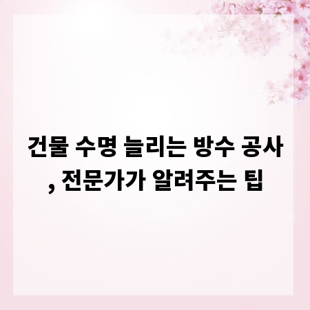 건물 수명 늘리는 방수 공사, 전문가가 알려주는 팁