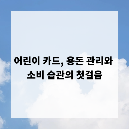 어린이 카드, 용돈 관리와 소비 습관의 첫걸음