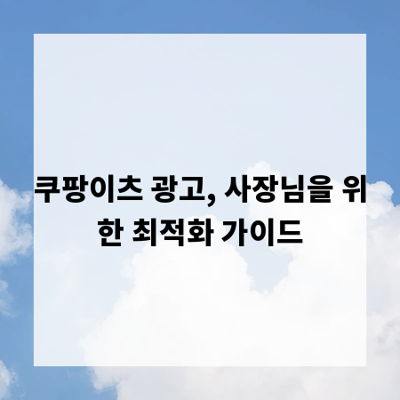 쿠팡이츠 광고, 사장님을 위한 최적화 가이드