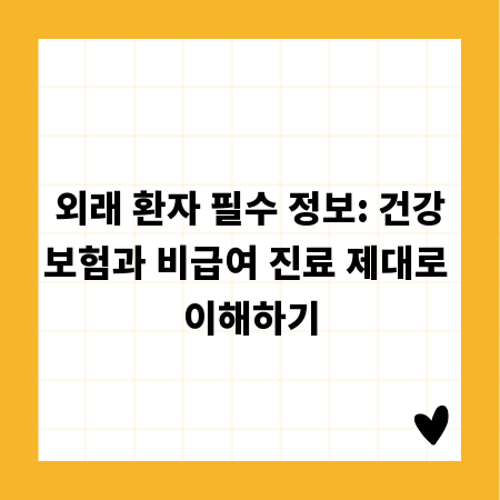 외래 환자 필수 정보: 건강보험과 비급여 진료 제대로 이해하기