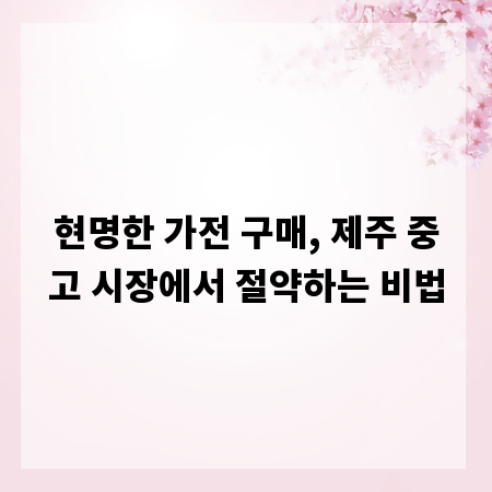 현명한 가전 구매, 제주 중고 시장에서 절약하는 비법