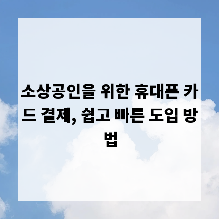 소상공인을 위한 휴대폰 카드 결제, 쉽고 빠른 도입 방법