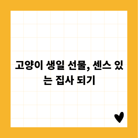 고양이 생일 선물, 센스 있는 집사 되기