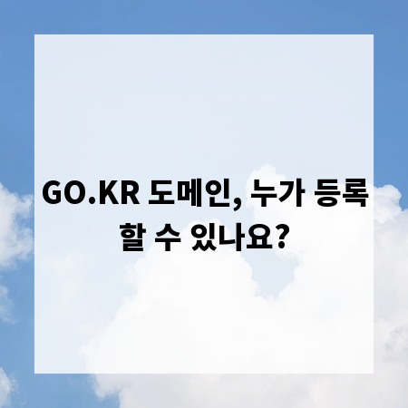 GO.KR 도메인, 누가 등록할 수 있나요?
