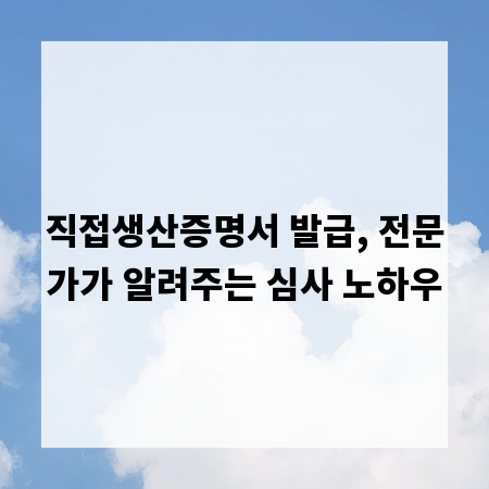 직접생산증명서 발급, 전문가가 알려주는 심사 노하우
