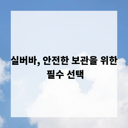 실버바, 안전한 보관을 위한 필수 선택