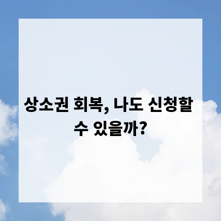 상소권 회복, 나도 신청할 수 있을까?