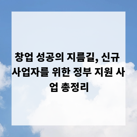 창업 성공의 지름길, 신규 사업자를 위한 정부 지원 사업 총정리