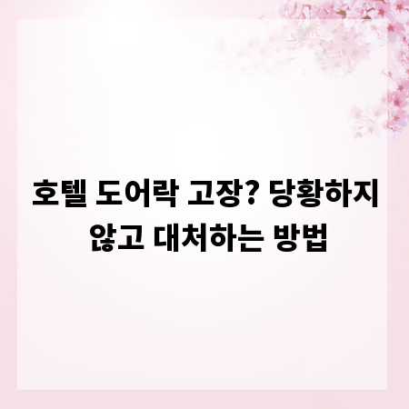 호텔 도어락 고장? 당황하지 않고 대처하는 방법