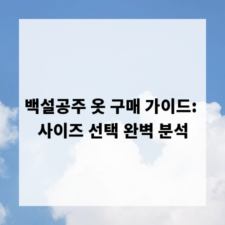 백설공주 옷 구매 가이드: 사이즈 선택 완벽 분석