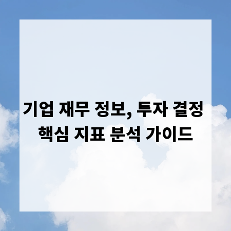 기업 재무 정보, 투자 결정 핵심 지표 분석 가이드