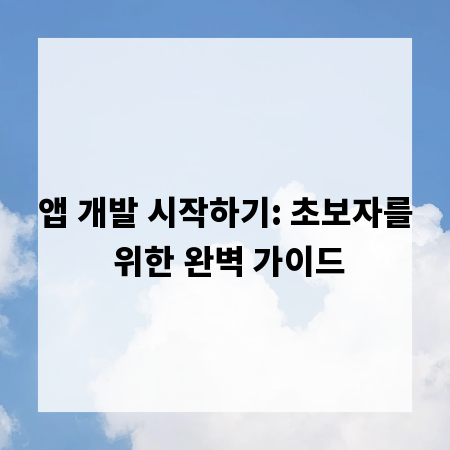 앱 개발 시작하기: 초보자를 위한 완벽 가이드