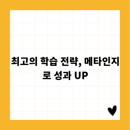 최고의 학습 전략, 메타인지로 성과 UP