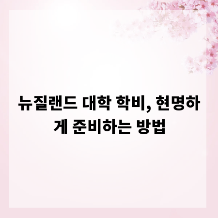 뉴질랜드 대학 학비, 현명하게 준비하는 방법