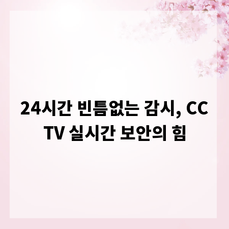 24시간 빈틈없는 감시, CCTV 실시간 보안의 힘