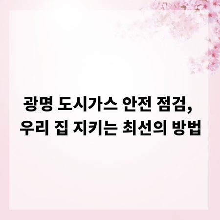 광명 도시가스 안전 점검, 우리 집 지키는 최선의 방법