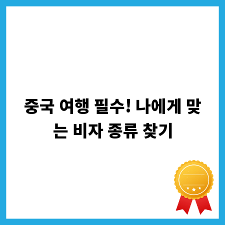 중국 여행 필수! 나에게 맞는 비자 종류 찾기