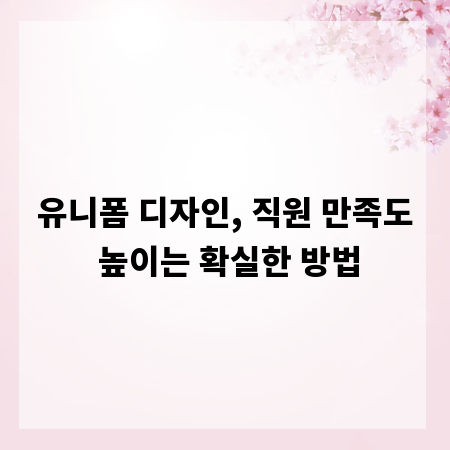 유니폼 디자인, 직원 만족도 높이는 확실한 방법