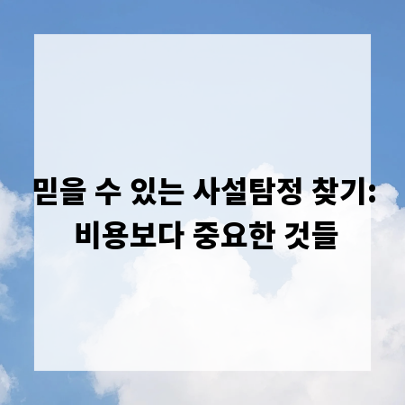 믿을 수 있는 사설탐정 찾기: 비용보다 중요한 것들