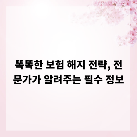 똑똑한 보험 해지 전략, 전문가가 알려주는 필수 정보