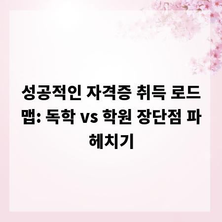 성공적인 자격증 취득 로드맵: 독학 vs 학원 장단점 파헤치기